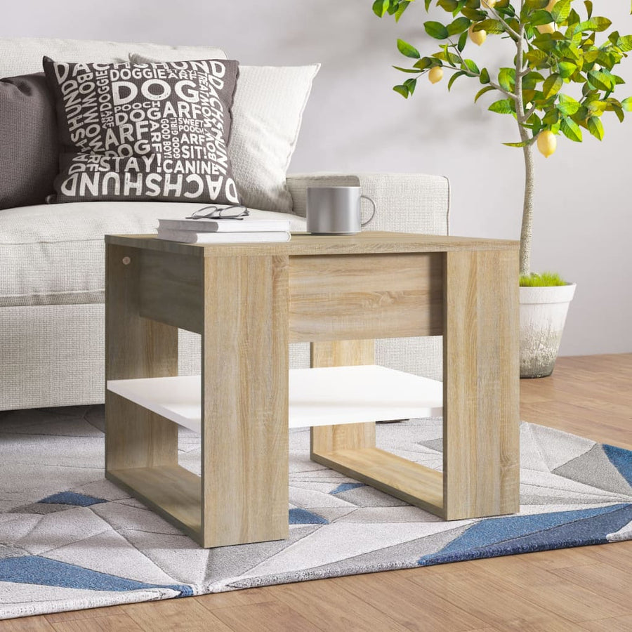 Salontafel 55,5X55X45 Cm Bewerkt Hout Wit