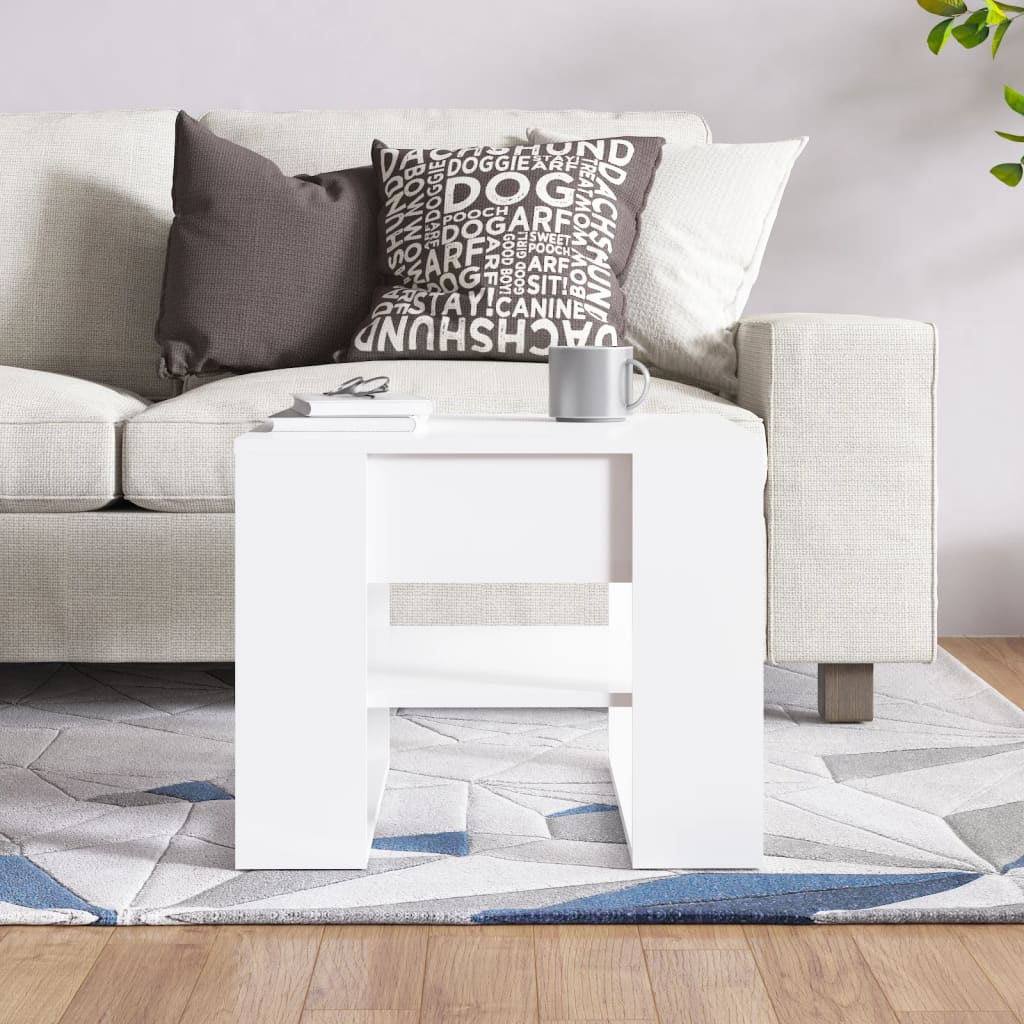 Salontafel 55,5x55x45 cm bewerkt hout hoogglans wit