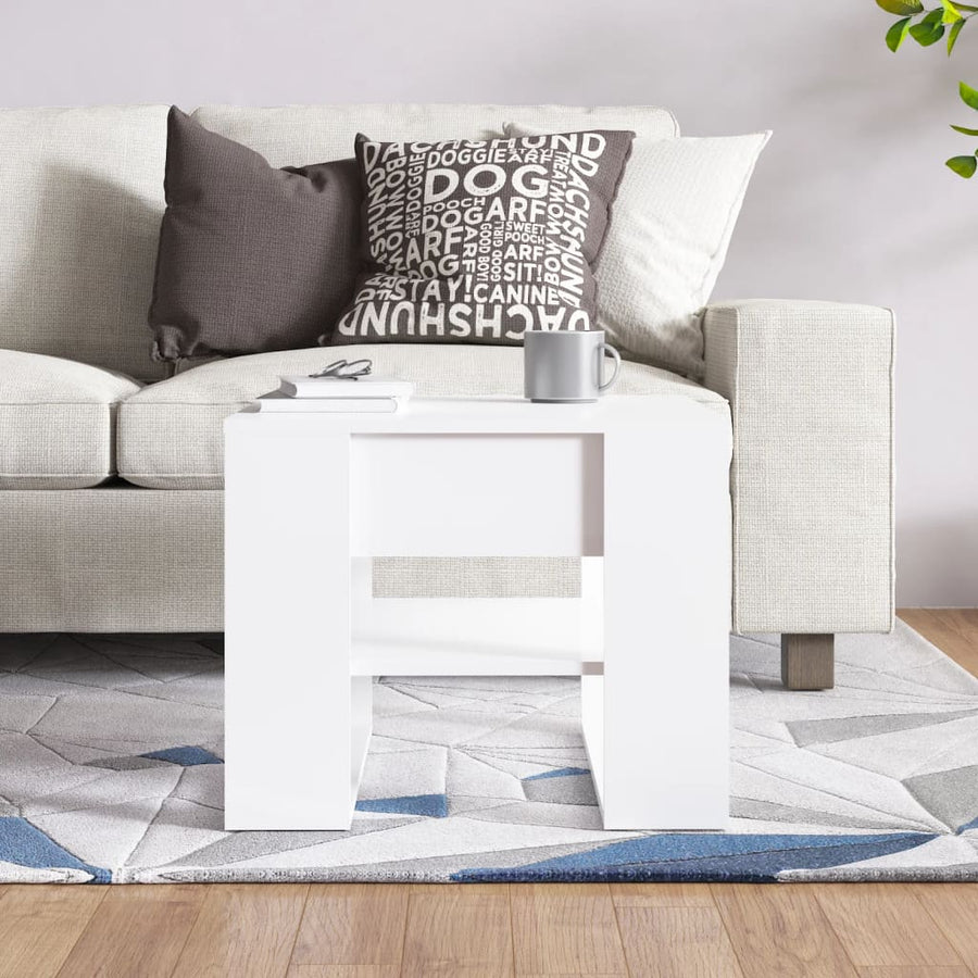 Salontafel 55,5x55x45 cm bewerkt hout hoogglans wit