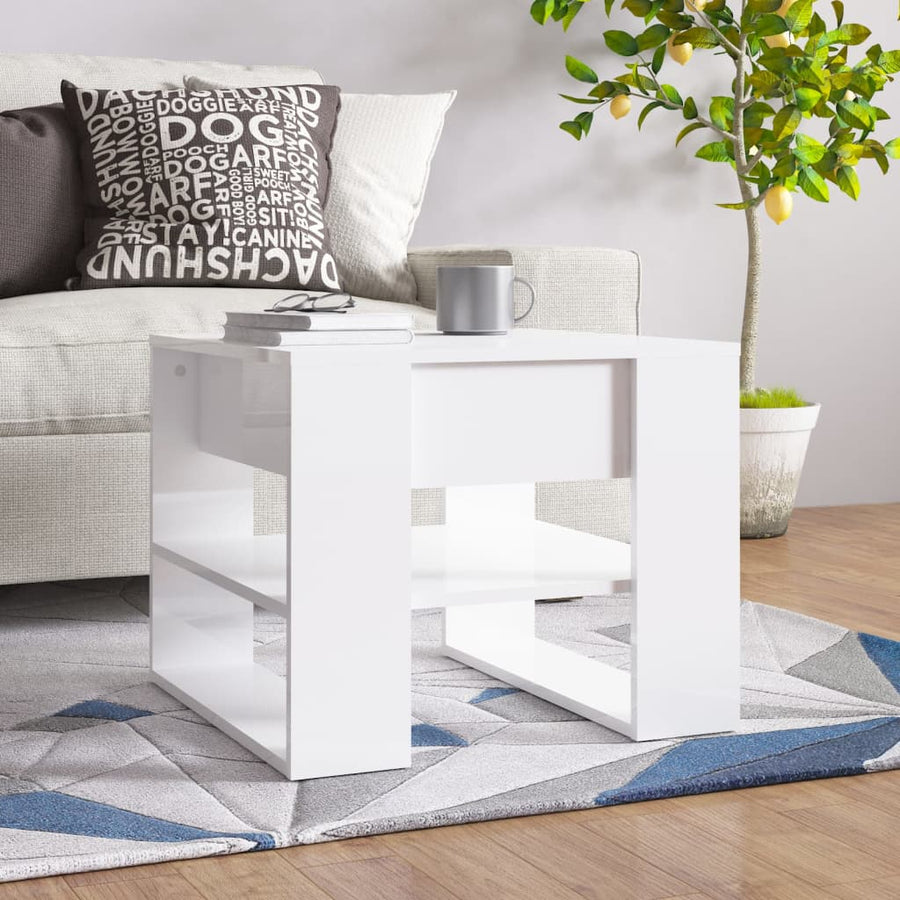 Salontafel 55,5x55x45 cm bewerkt hout hoogglans wit