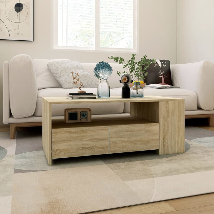 Salontafel 02X55X42 Cm Bewerkt Hout Kleurig Sonoma eiken