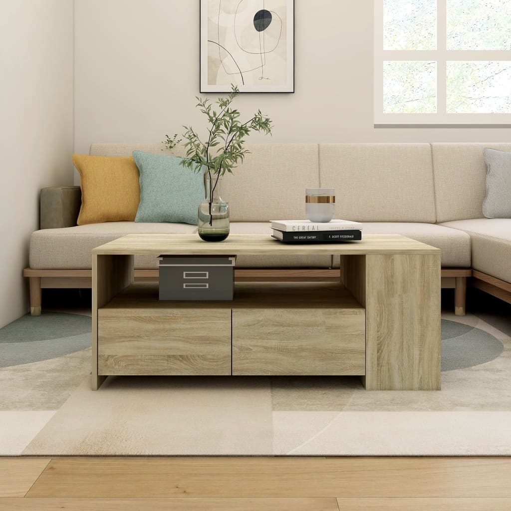 Salontafel 02X55X42 Cm Bewerkt Hout Kleurig Sonoma eiken