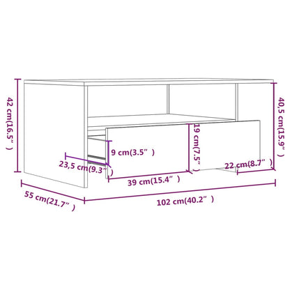 Salontafel 02X55X42 Cm Bewerkt Hout Betongrijs