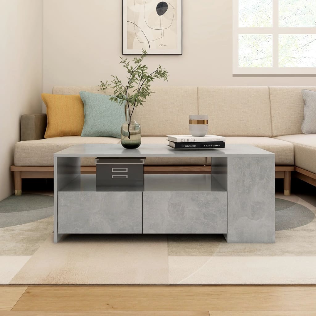Salontafel 02X55X42 Cm Bewerkt Hout Betongrijs