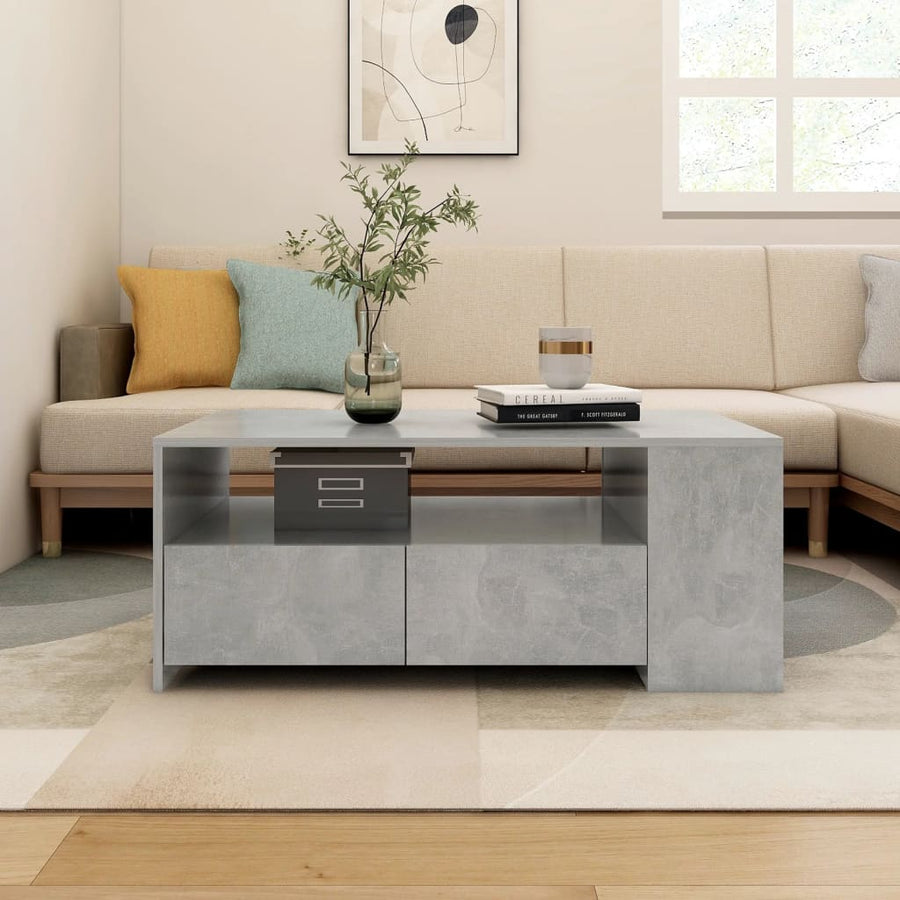 Salontafel 02X55X42 Cm Bewerkt Hout Betongrijs