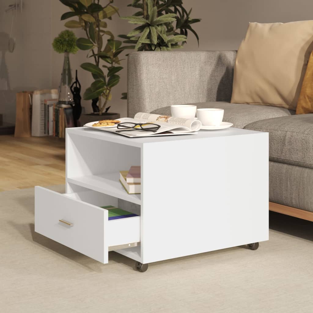 Salontafel 55X55X40 Cm Bewerkt Hout Wit