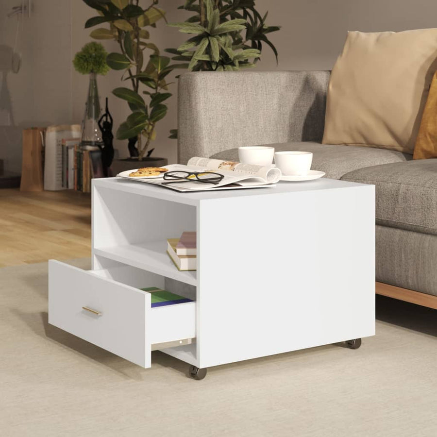 Salontafel 55X55X40 Cm Bewerkt Hout Wit
