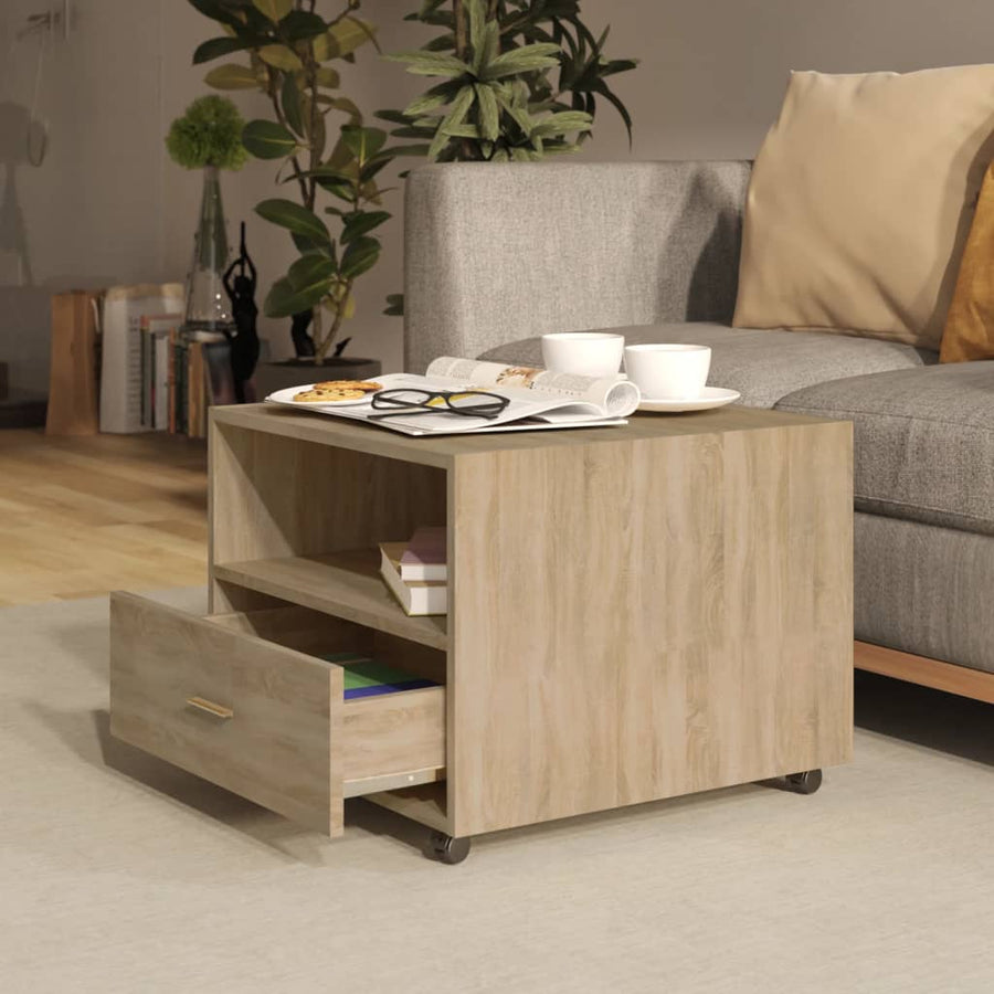 Salontafel 55X55X40 Cm Bewerkt Hout Kleurig Sonoma eiken