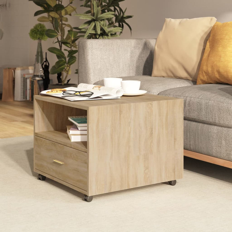 Salontafel 55X55X40 Cm Bewerkt Hout Kleurig Sonoma eiken