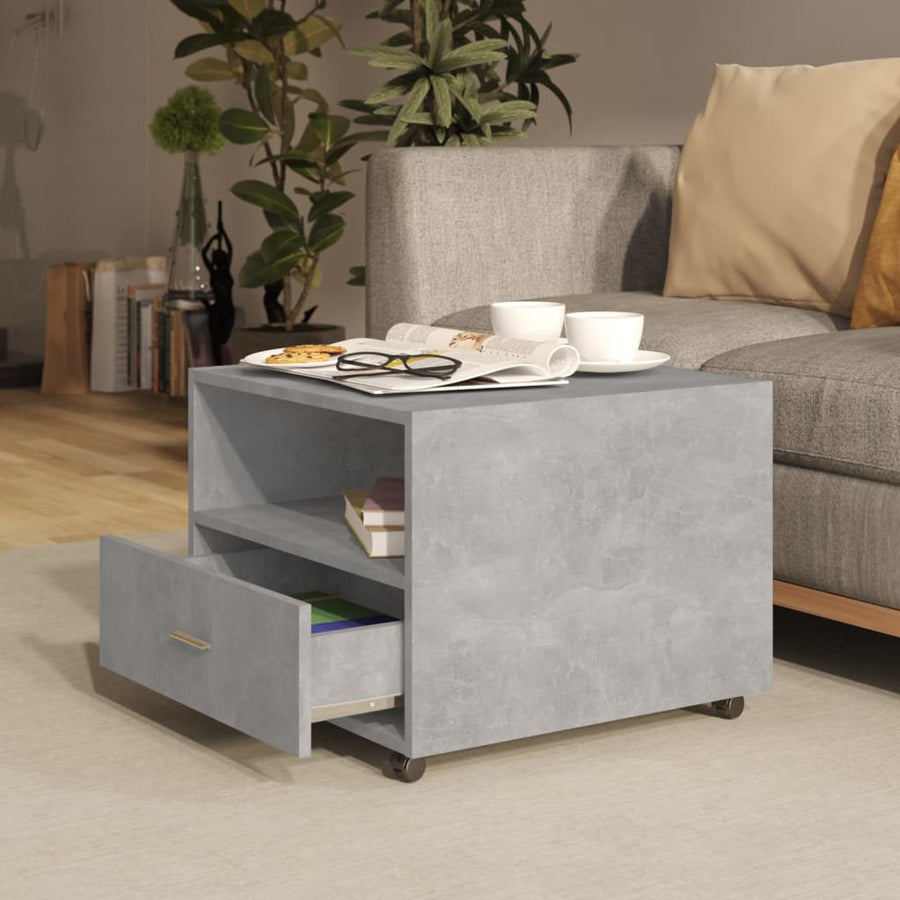Salontafel 55X55X40 Cm Bewerkt Hout Betongrijs