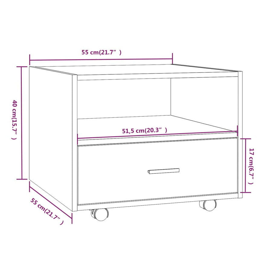 Salontafel 55X55X40 Cm Bewerkt Hout Betongrijs