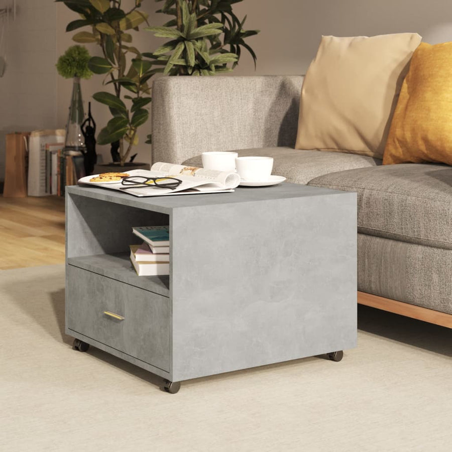 Salontafel 55X55X40 Cm Bewerkt Hout Betongrijs