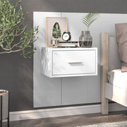 Bedside table wall-mounted high-gloss white