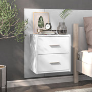 Bedside table wall-mounted high-gloss white