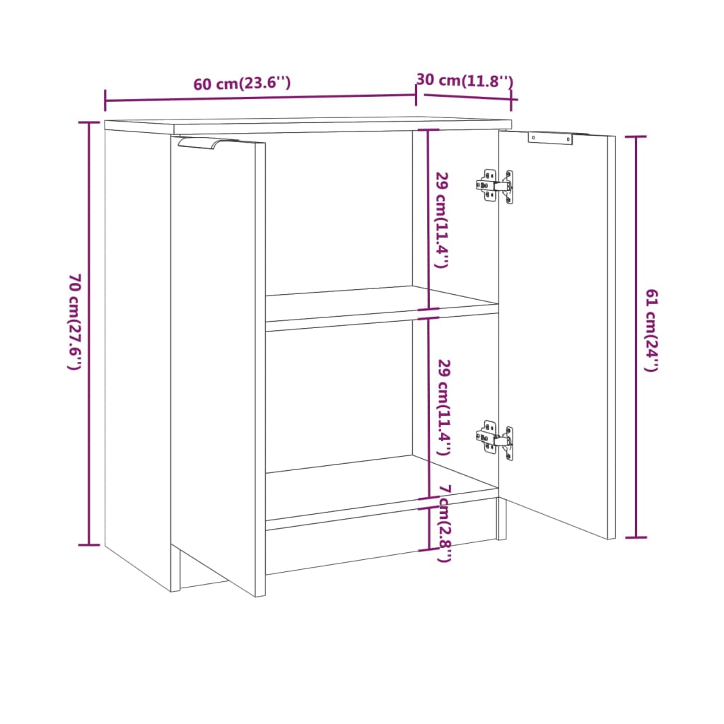 Dressoir 60X30X70 Cm Bewerkt Hout Wit