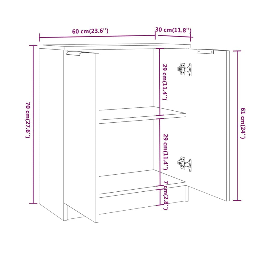 Dressoir 60X30X70 Cm Bewerkt Hout Wit