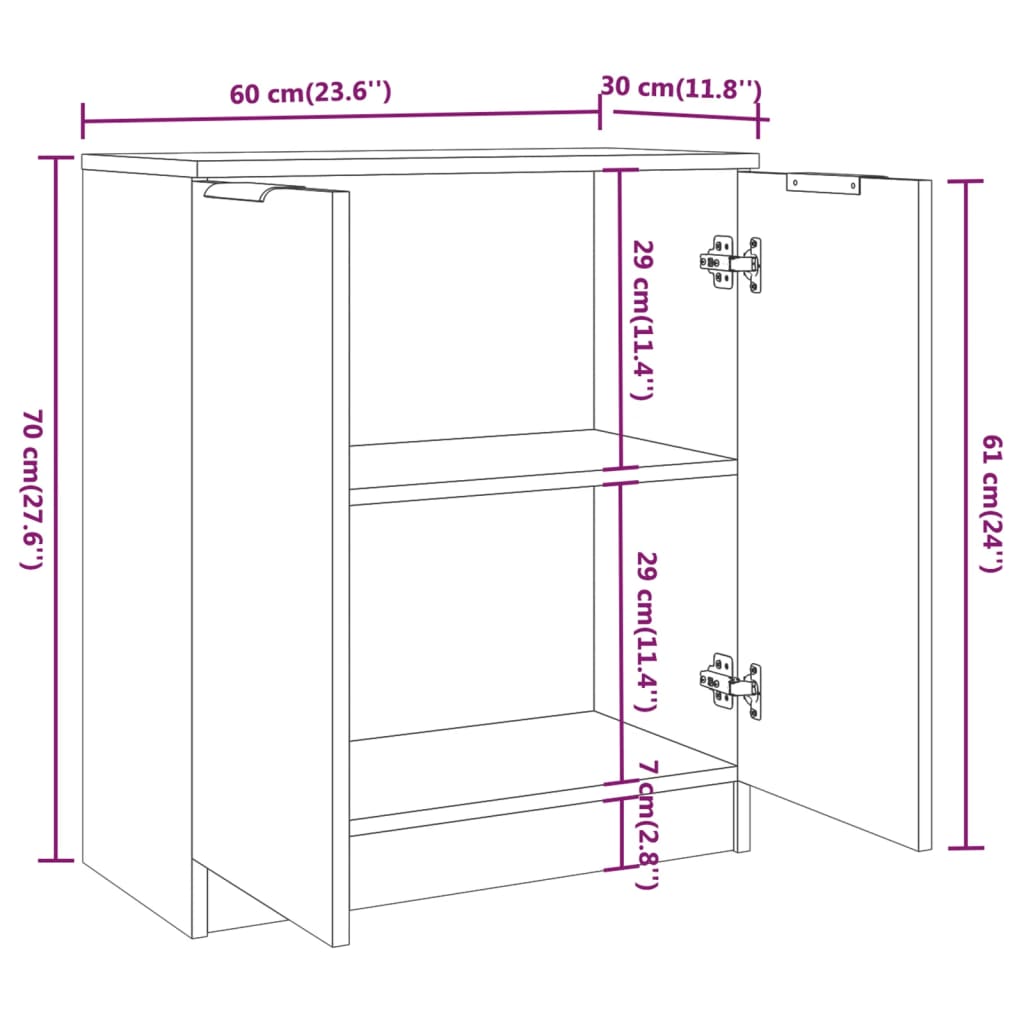 Dressoir 60X30X70 Cm Bewerkt Hout Kleurig Sonoma eiken