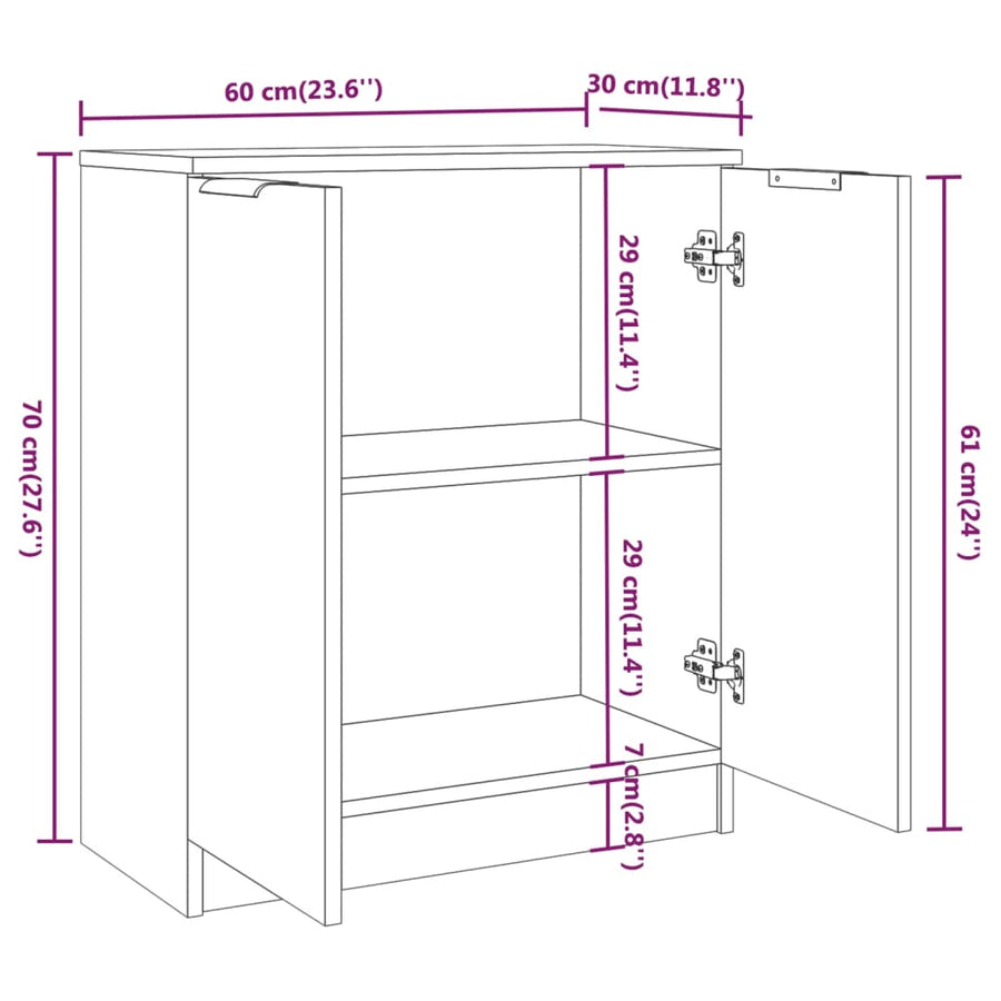 Dressoir 60X30X70 Cm Bewerkt Hout Kleurig Sonoma eiken