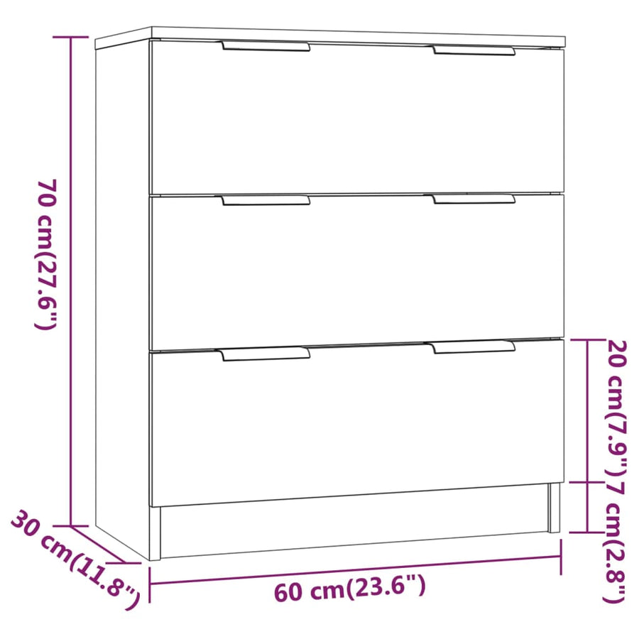 Dressoir 60X30X70 Cm Bewerkt Hout Kleurig Sonoma eiken