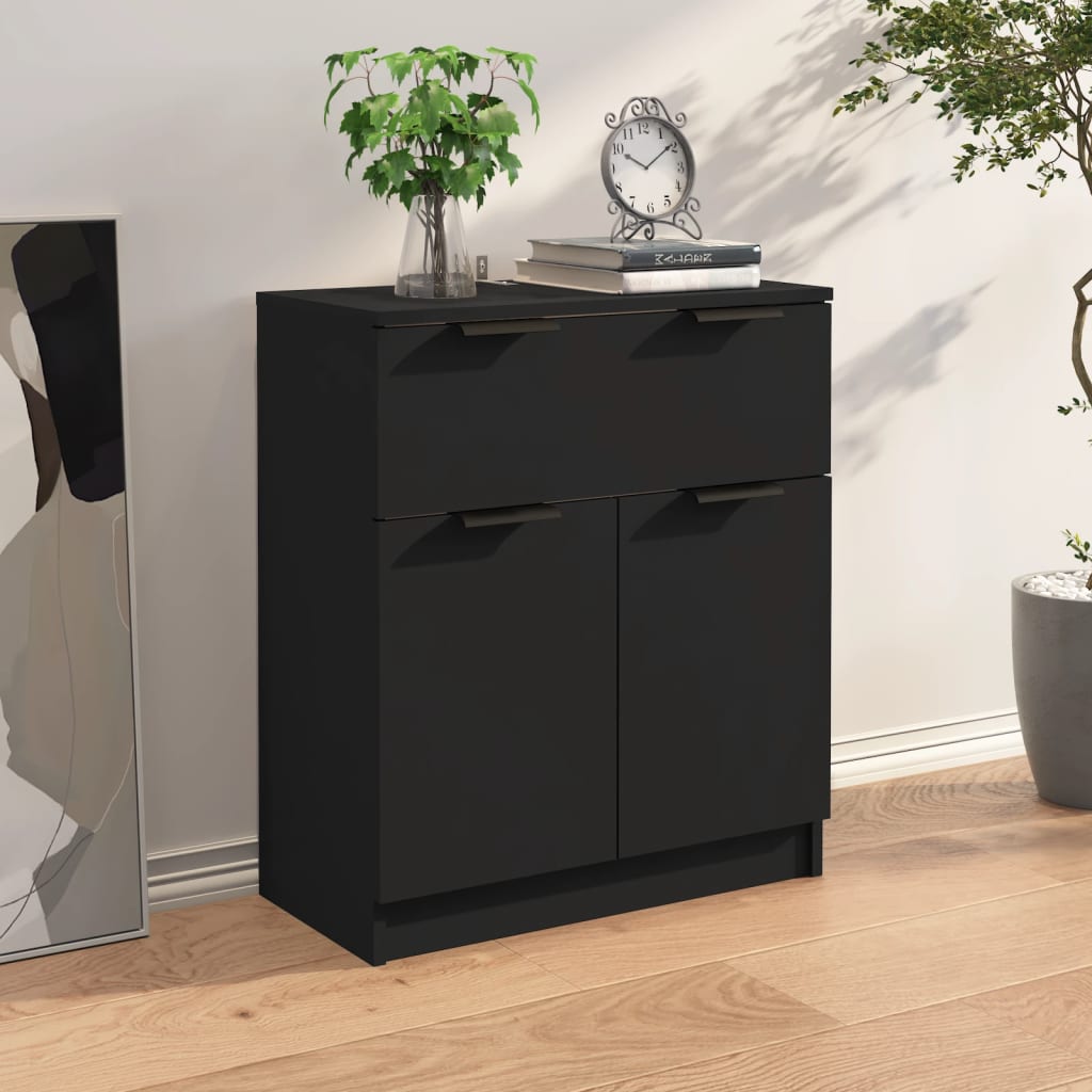 Dressoir 60X30X70 Cm Bewerkt Hout Zwart