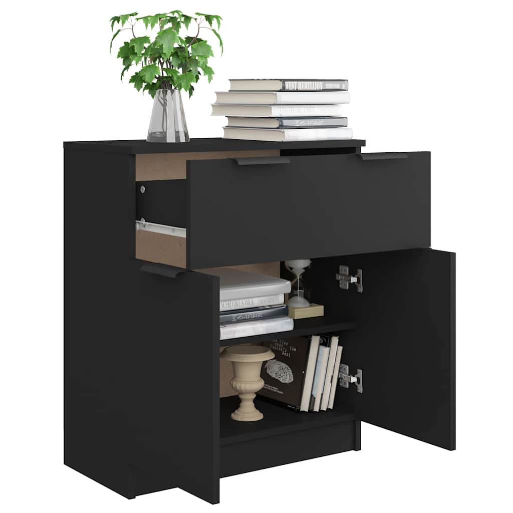 Dressoir 60x30x70 cm bewerkt hout zwart