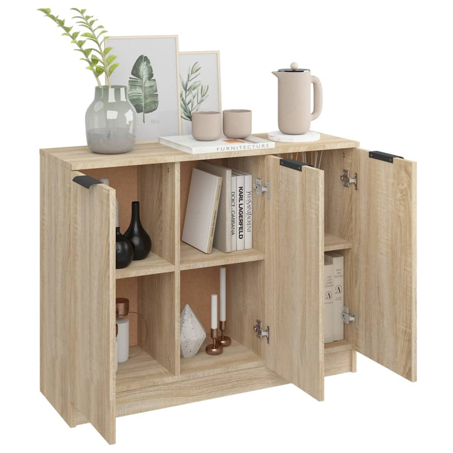 Dressoir 90,5X30X70 Cm Bewerkt Hout Kleurig Sonoma eiken
