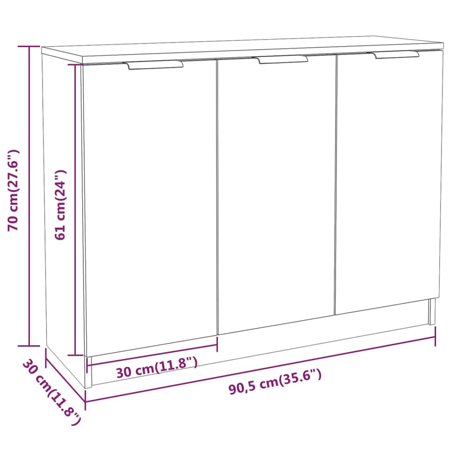 Dressoir 90,5X30X70 Cm Bewerkt Hout Kleurig Sonoma eiken