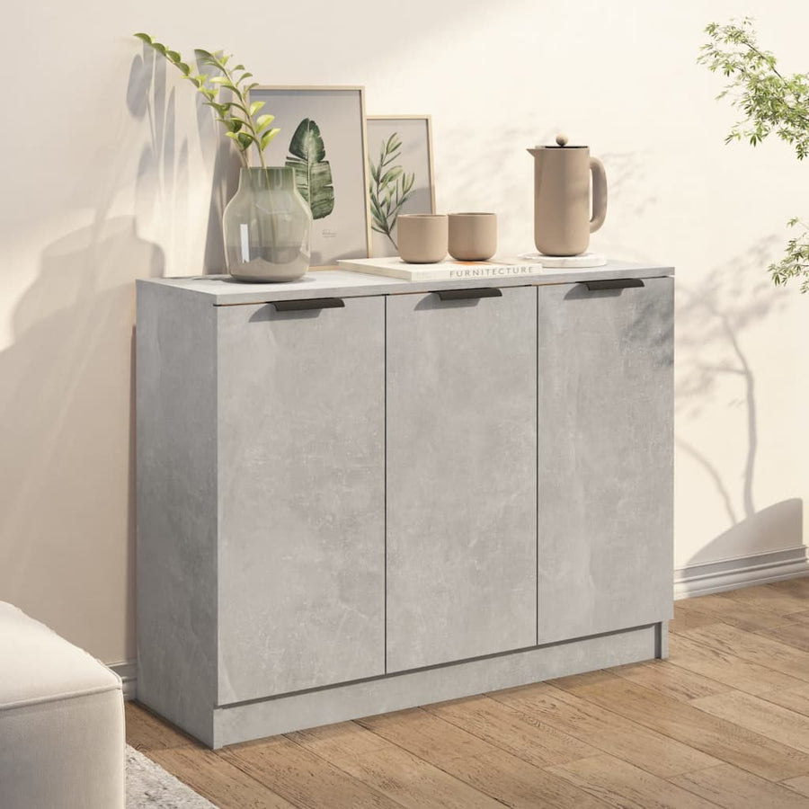 Dressoir 90,5X30X70 Cm Bewerkt Hout Betongrijs