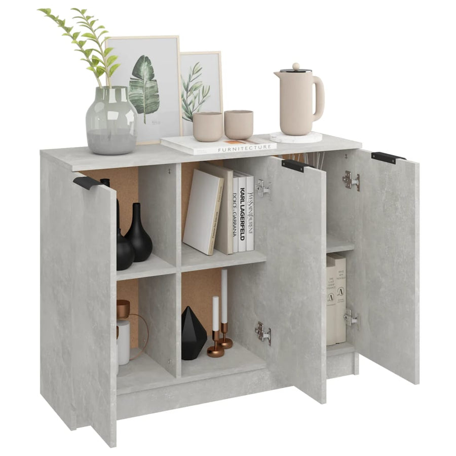 Dressoir 90,5X30X70 Cm Bewerkt Hout Betongrijs