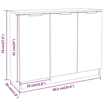 Dressoir 90,5X30X70 Cm Bewerkt Hout Betongrijs
