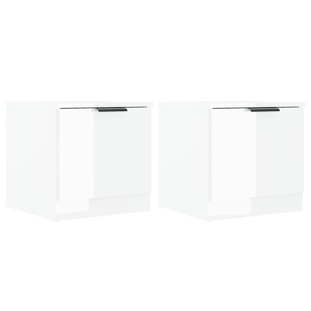 Nachtkastjes 2 st 40x39x40 cm hoogglans wit