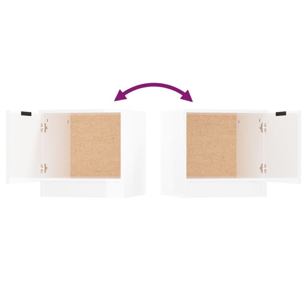 Nachtkastjes 2 st 40x39x40 cm hoogglans wit