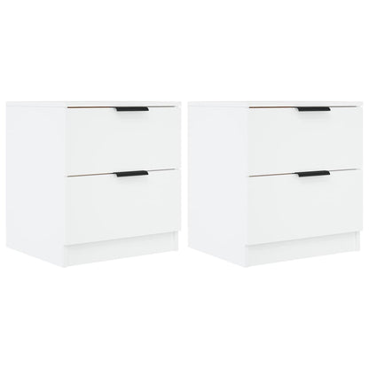 Nachtkastjes 2 St Bewerkt Hout Wit