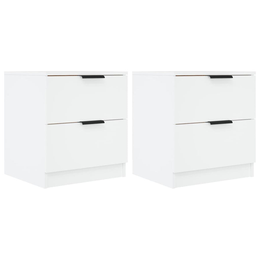 Nachtkastjes 2 St Bewerkt Hout Wit