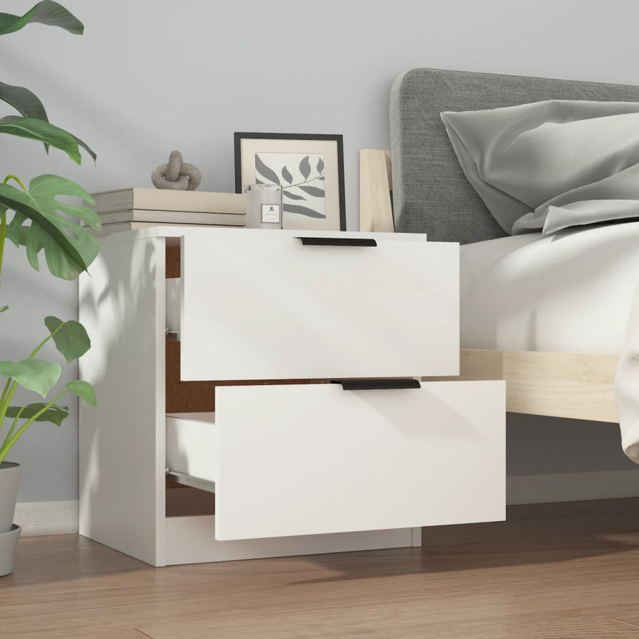 Nachtkastjes 2 St Bewerkt Hout Wit