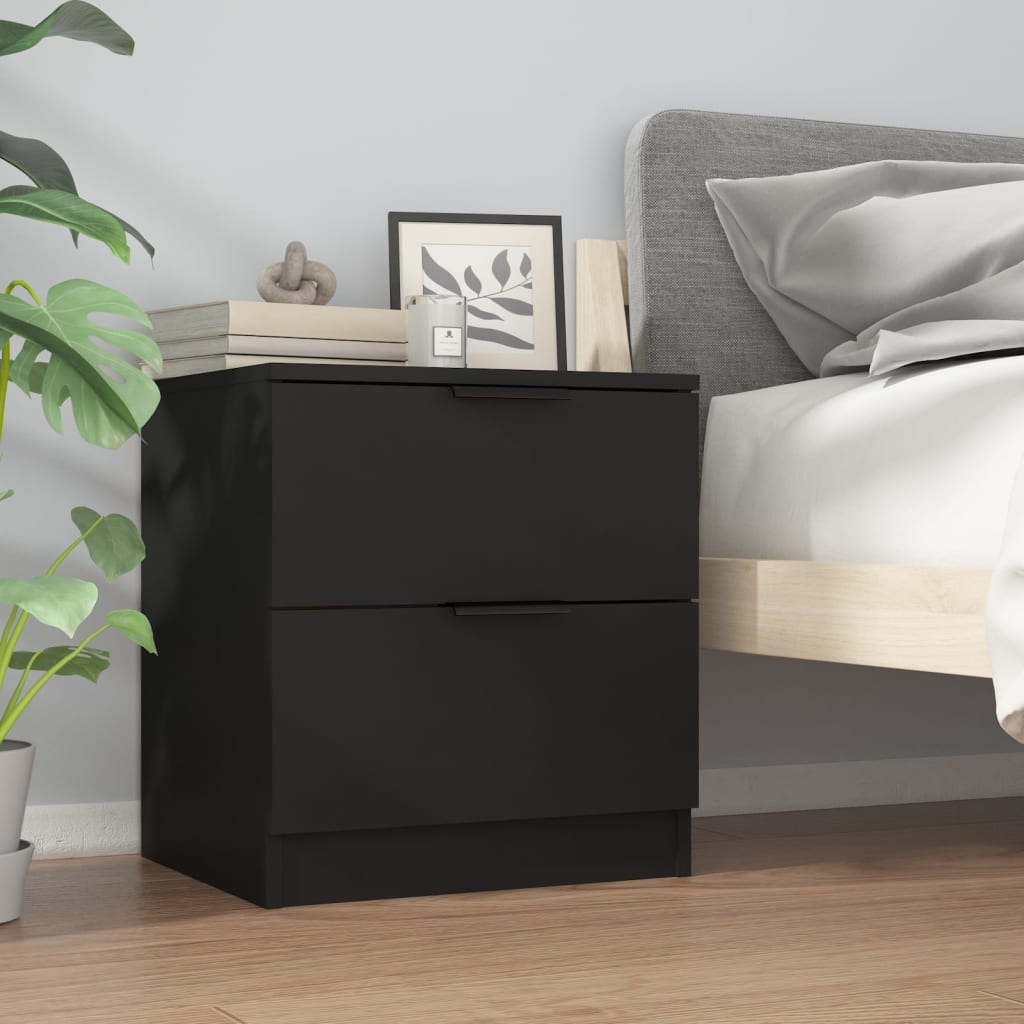 Nachtkastjes 2 st bewerkt hout zwart