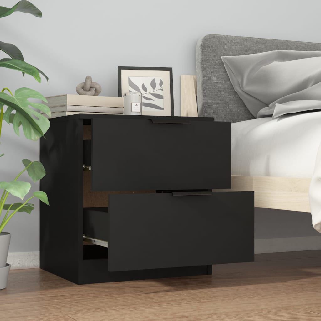 Nachtkastjes 2 st bewerkt hout zwart