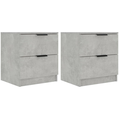 Nachtkastjes 2 St Bewerkt Hout Betongrijs