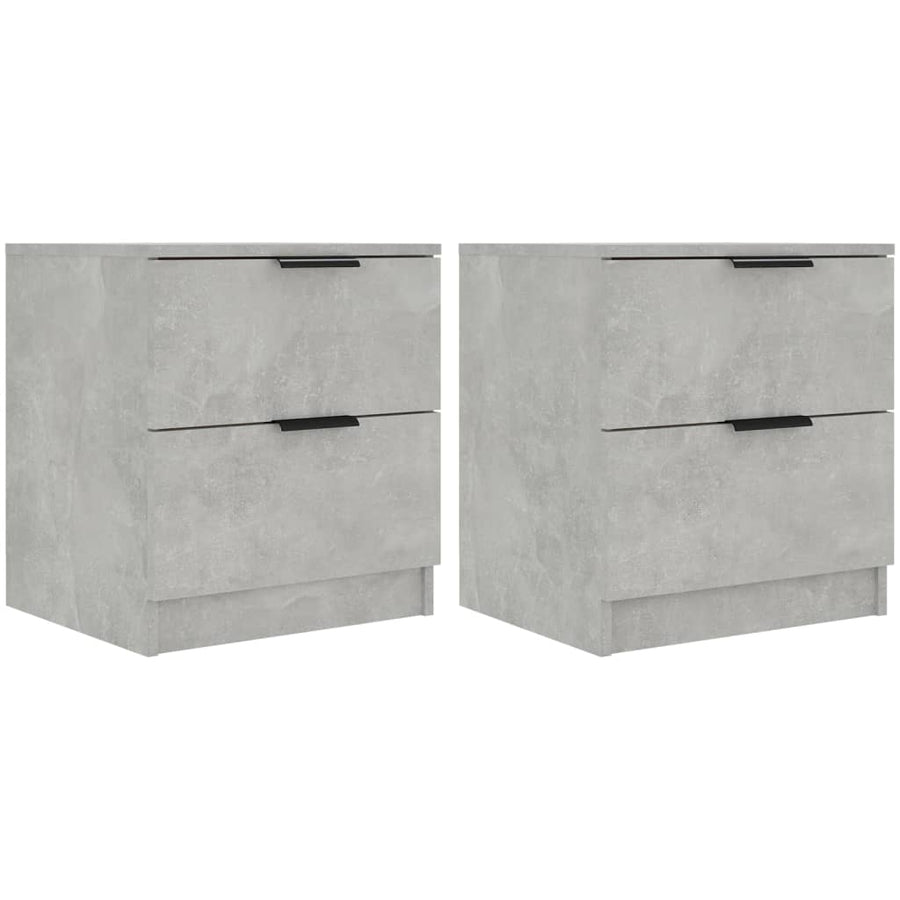 Nachtkastjes 2 St Bewerkt Hout Betongrijs