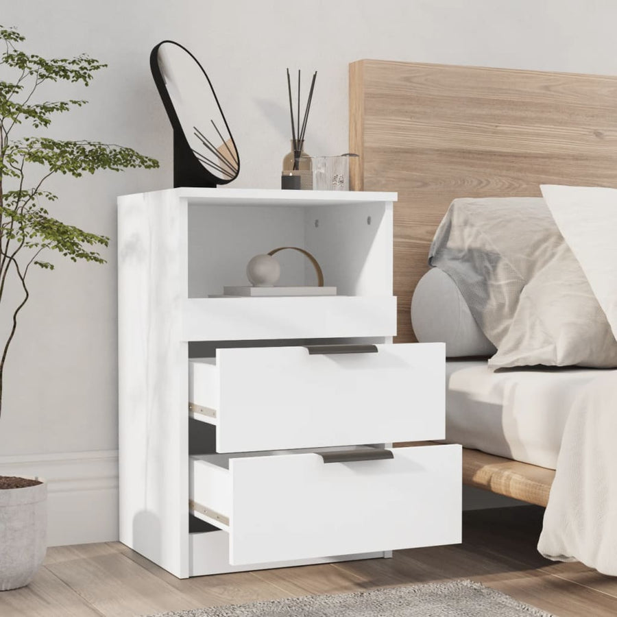Nachtkastjes Bewerkt Hout 2 Wit