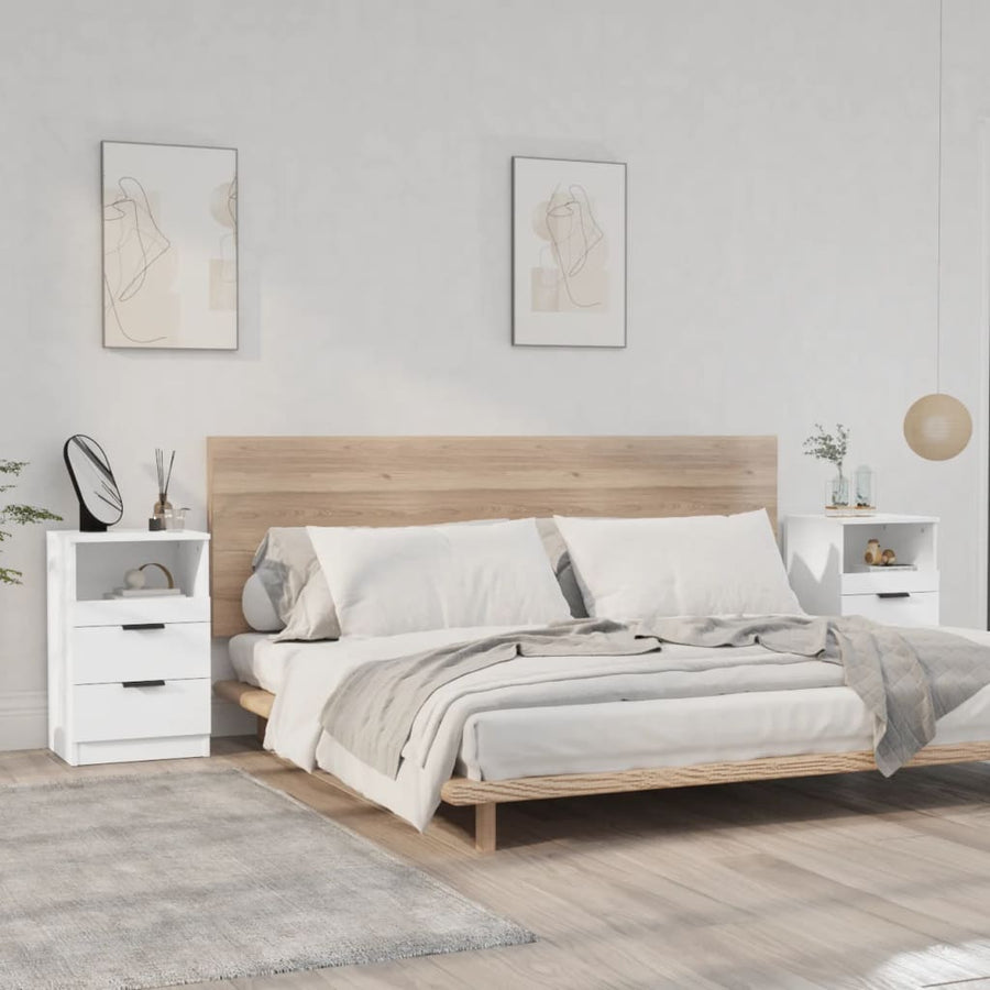 Nachtkastjes Bewerkt Hout 2 Wit