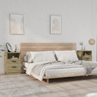 Bedside tables, 2 pcs, carved wood, Sonoma oak colour