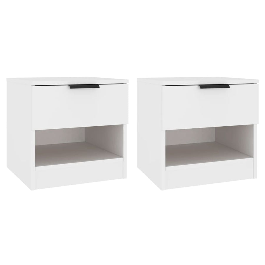 Nachtkastjes 2 St Bewerkt Hout Wit