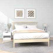 Bedside tables 2 pc carved wood white