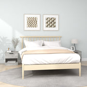 Bedside tables 2 pcs carved wood concrete grey