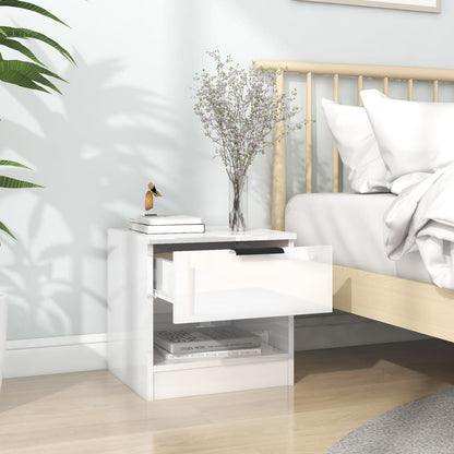 Nachtkastjes 2 st bewerkt hout hoogglans wit
