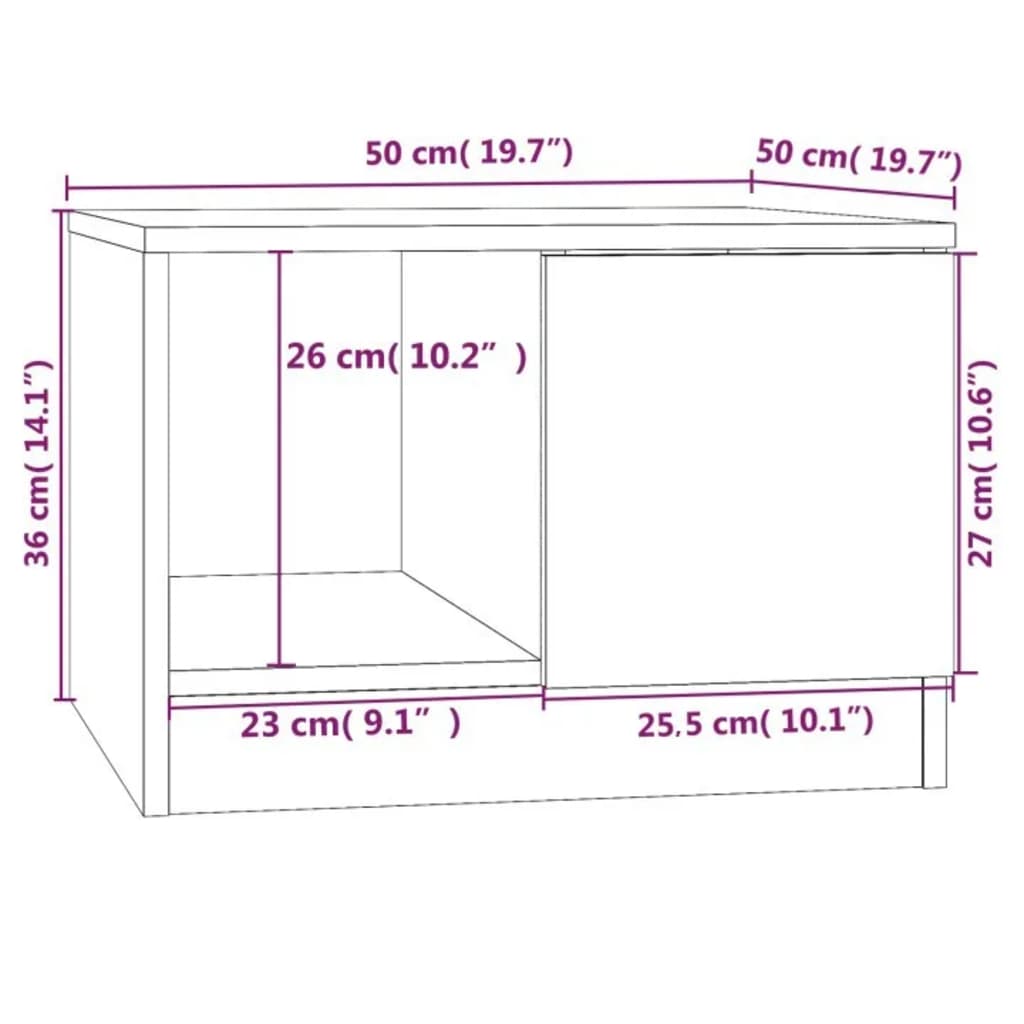 Salontafel 50X50X36 Cm Bewerkt Hout Wit