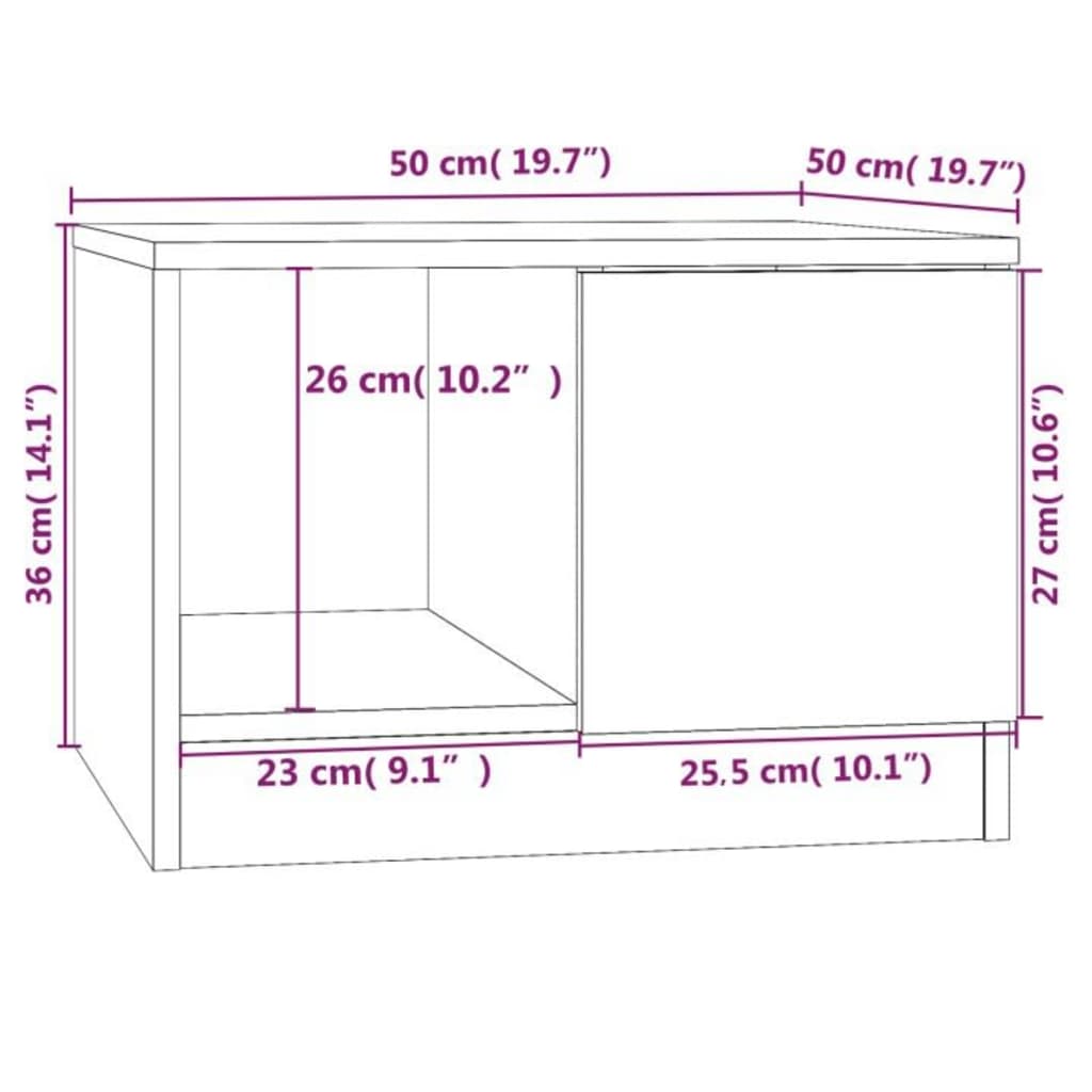 Salontafel 50X50X36 Cm Bewerkt Hout Betongrijs