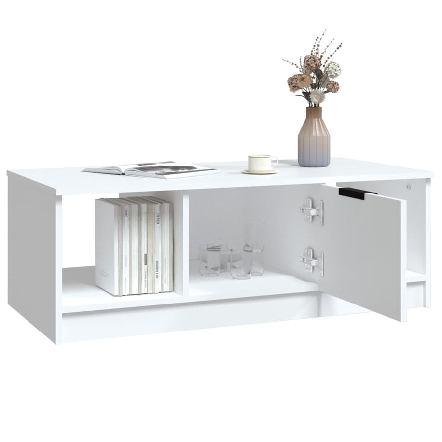 Salontafel 102X50X36 Cm Bewerkt Hout Wit