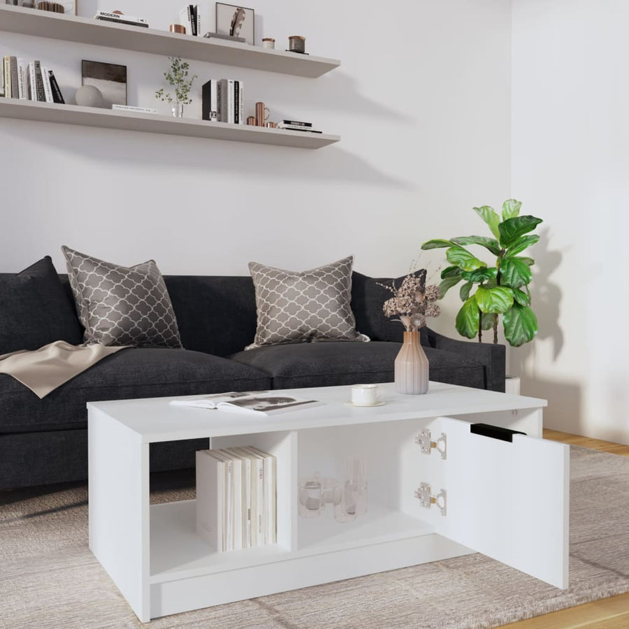 Salontafel 102X50X36 Cm Bewerkt Hout Wit